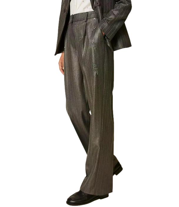 Actitude Twinset Pantalone da Donna - Antracite Spalmato - 262ap2431