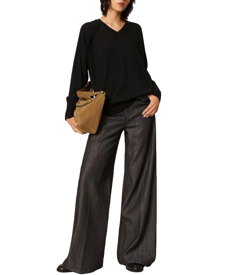 Actitude Twinset Maglia da Donna - Nero - 262ap3012