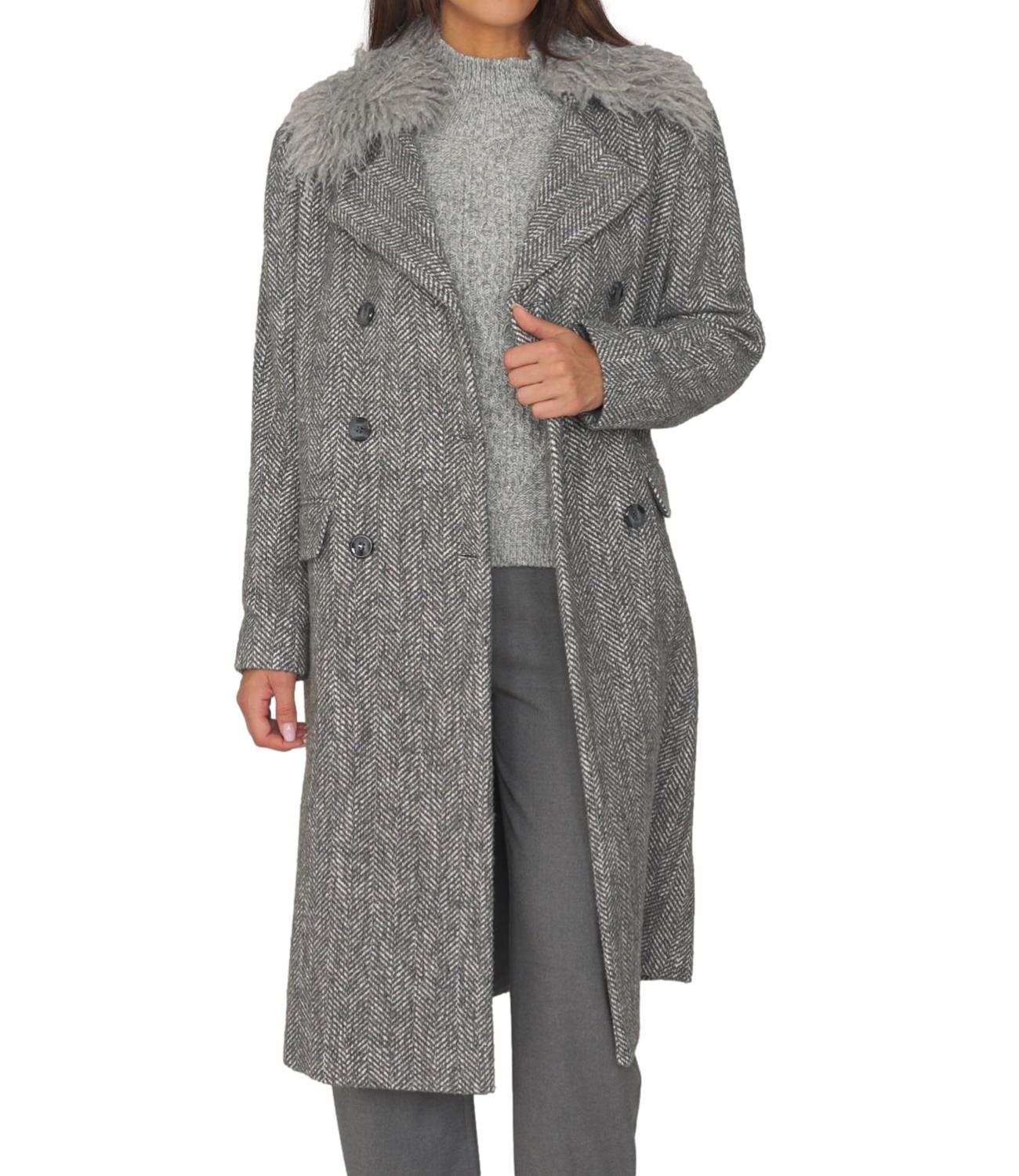Actitude Twinset Cappotto da Donna - Grey Herringbone - 262at2191