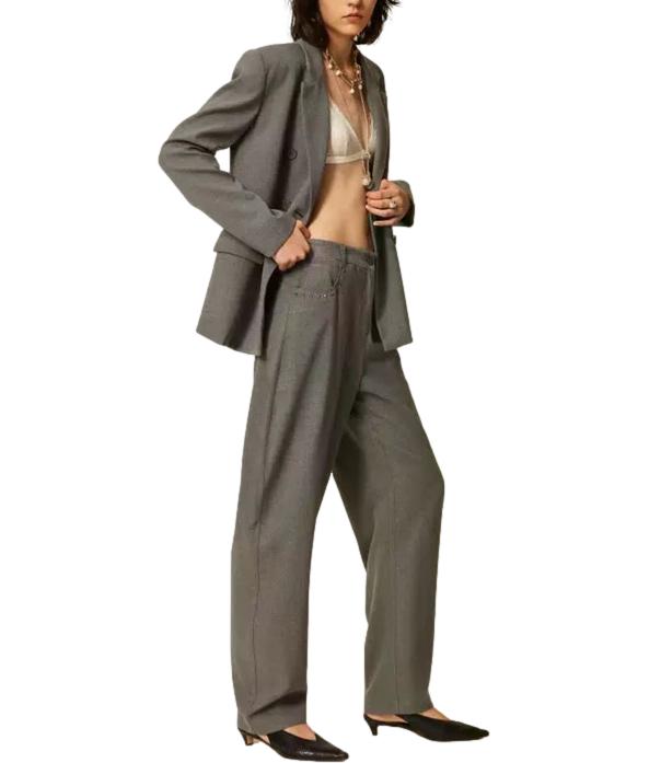 Actitude Twinset Pantalone da Donna - Grigio Medio Melange - 262at2211
