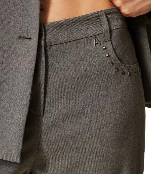 Actitude Twinset Pantalone da Donna - Grigio Medio Melange - 262at2211