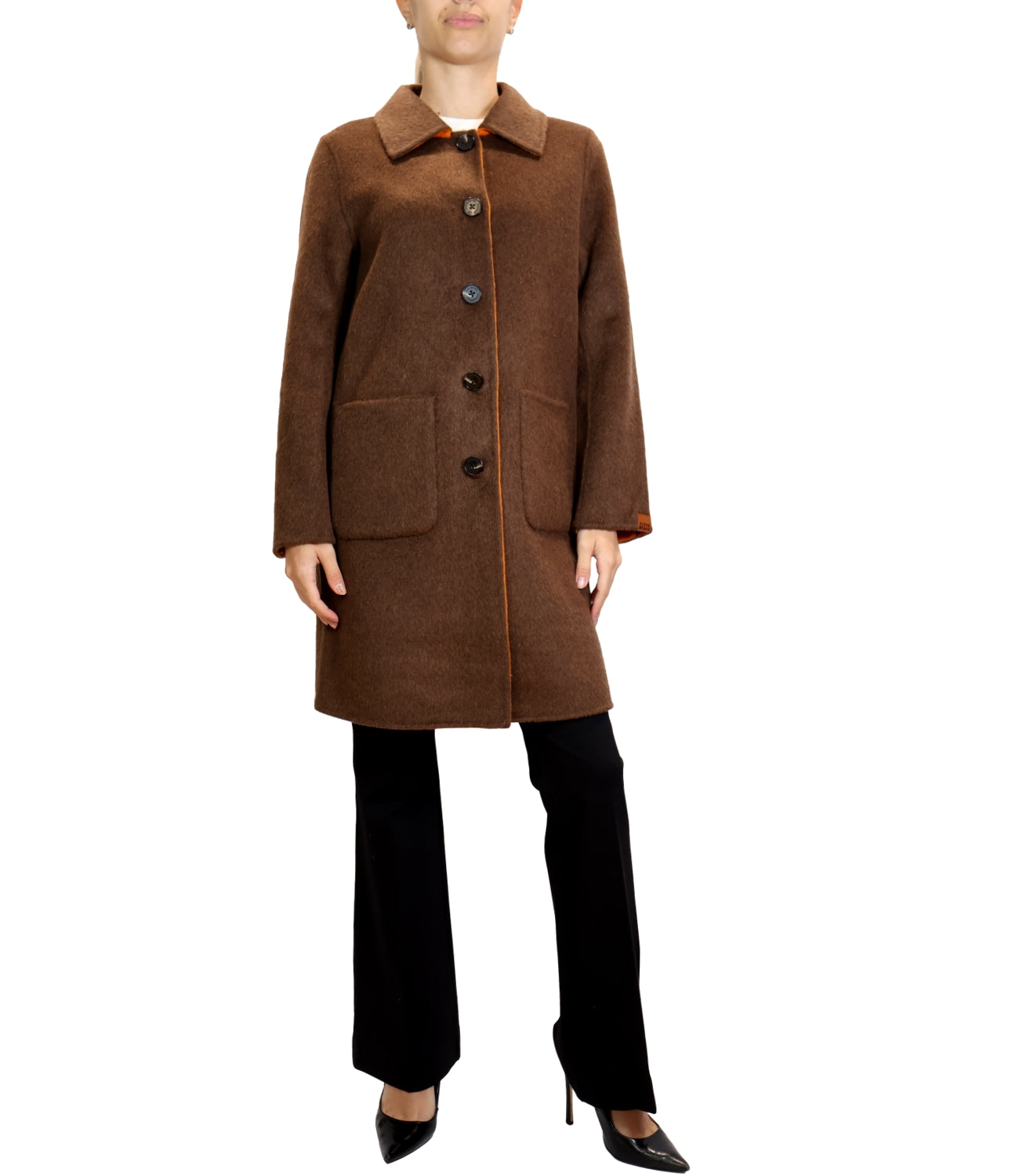 Alexs Bravo Cappotto da Donna - Orange/chocolate - A100