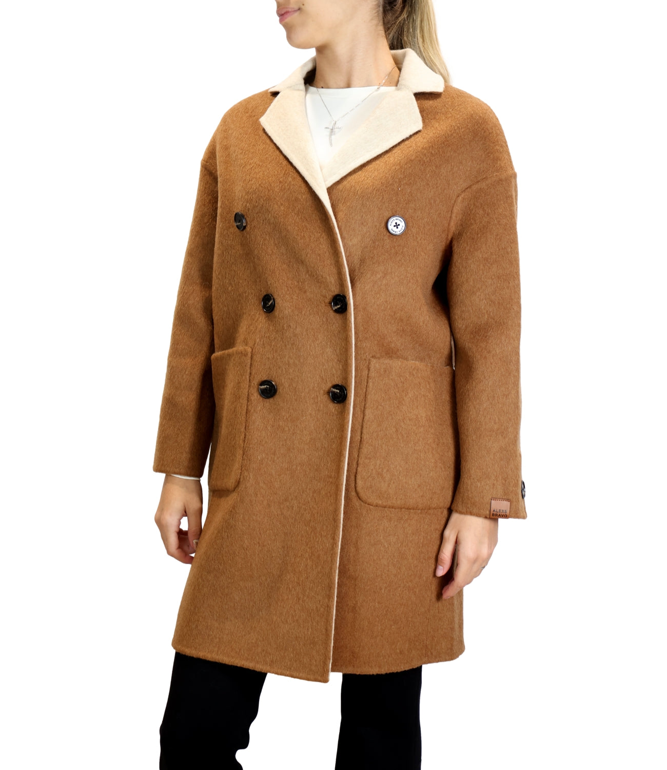 Alexs Bravo Cappotto da Donna - Brown/ofF-White - A400