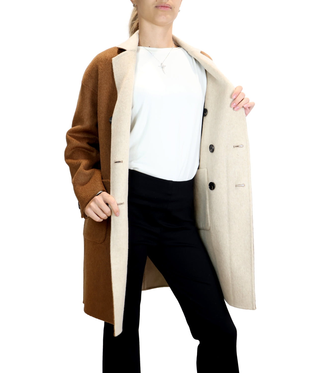 Alexs Bravo Cappotto da Donna - Brown/ofF-White - A400