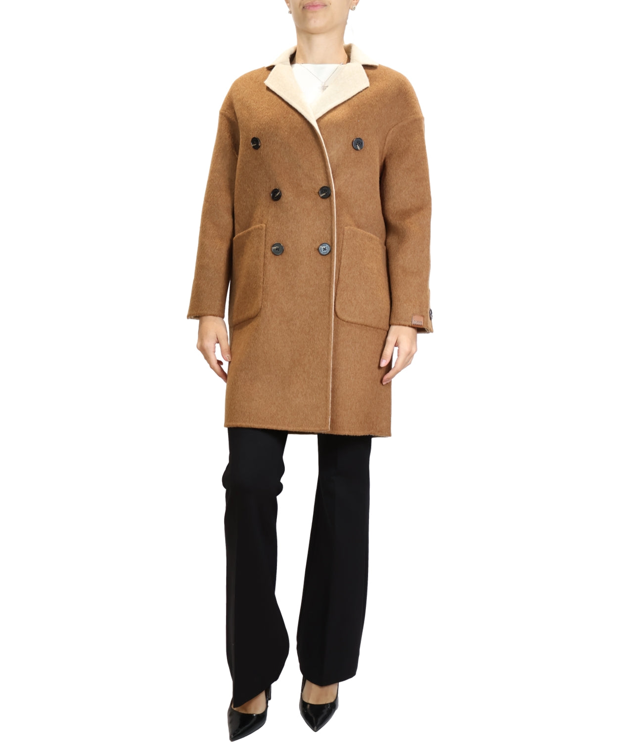 Alexs Bravo Cappotto da Donna - Brown/ofF-White - A400