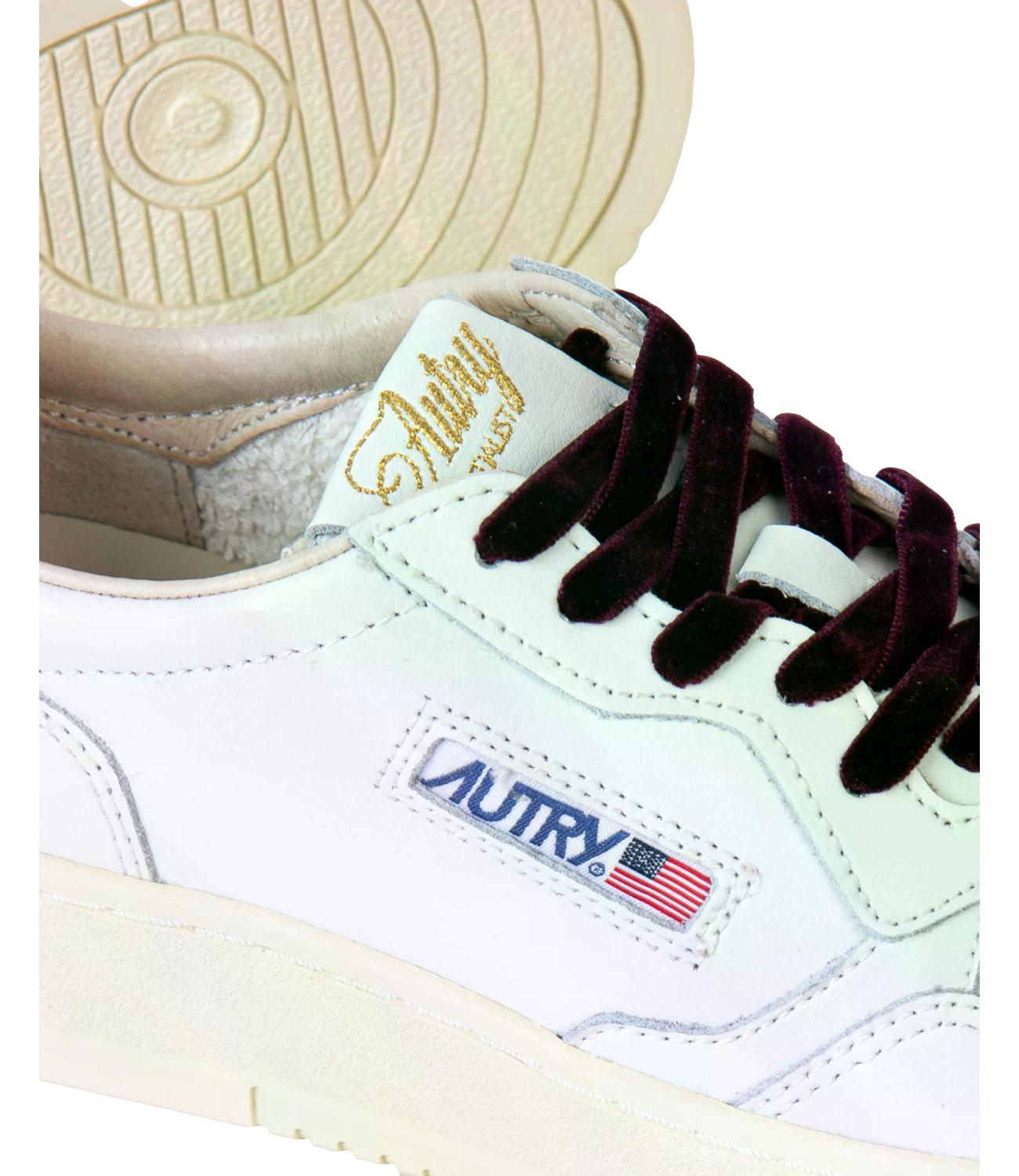 Autry Sneakers da Donna - Leather/velvet/logo White/fig - Aulw Vz01