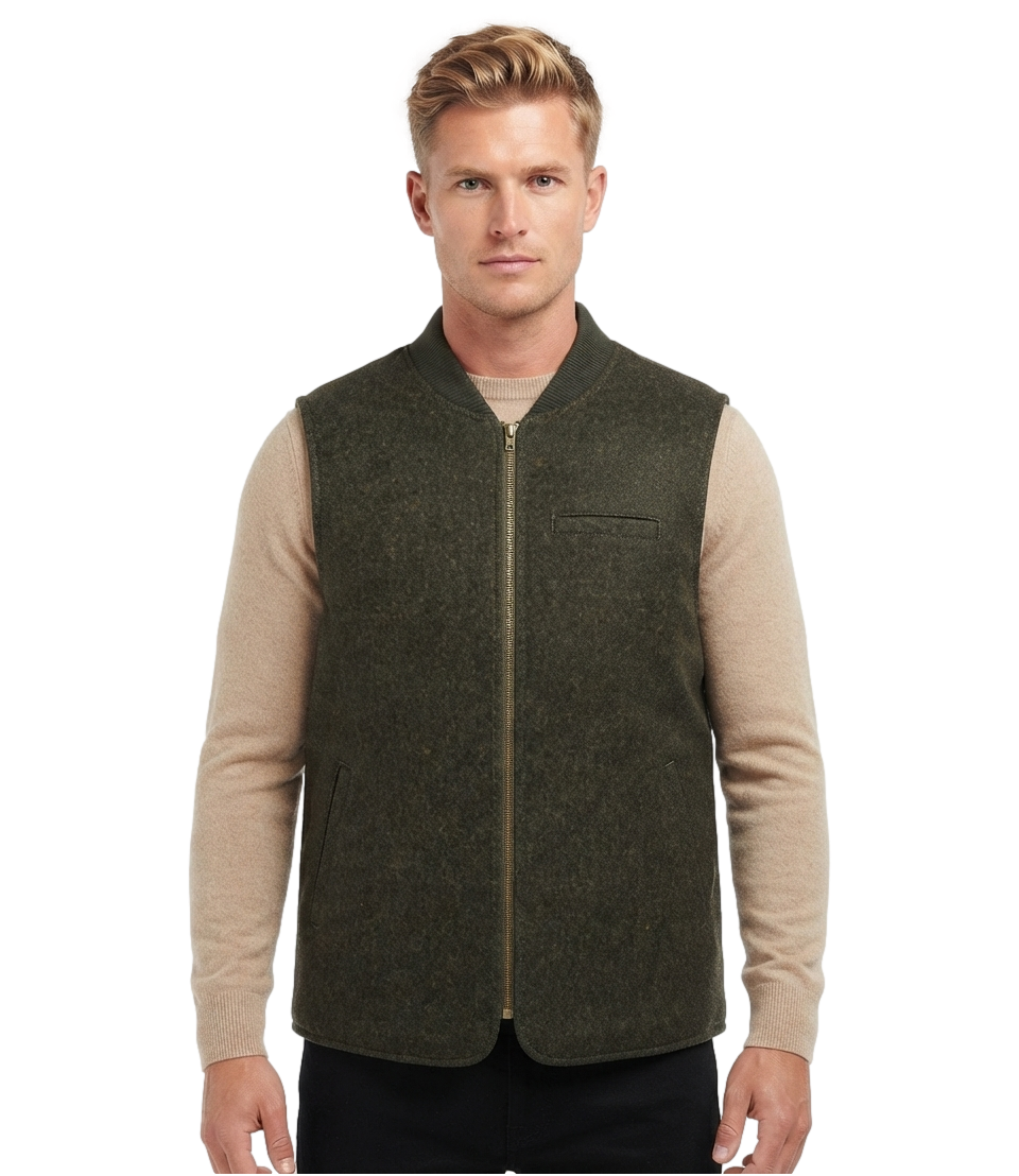 Bl'ker Gilet Donegal vest reversible owl green