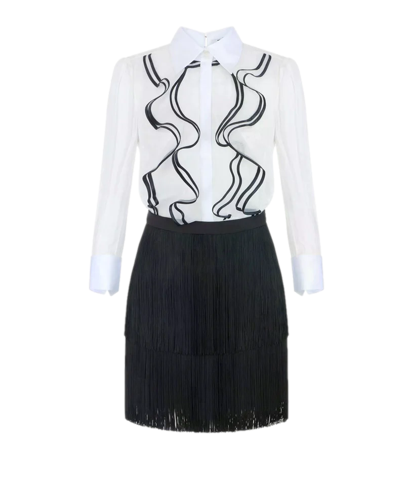 Elisabettaa Franchi Abito bianco avorio nero