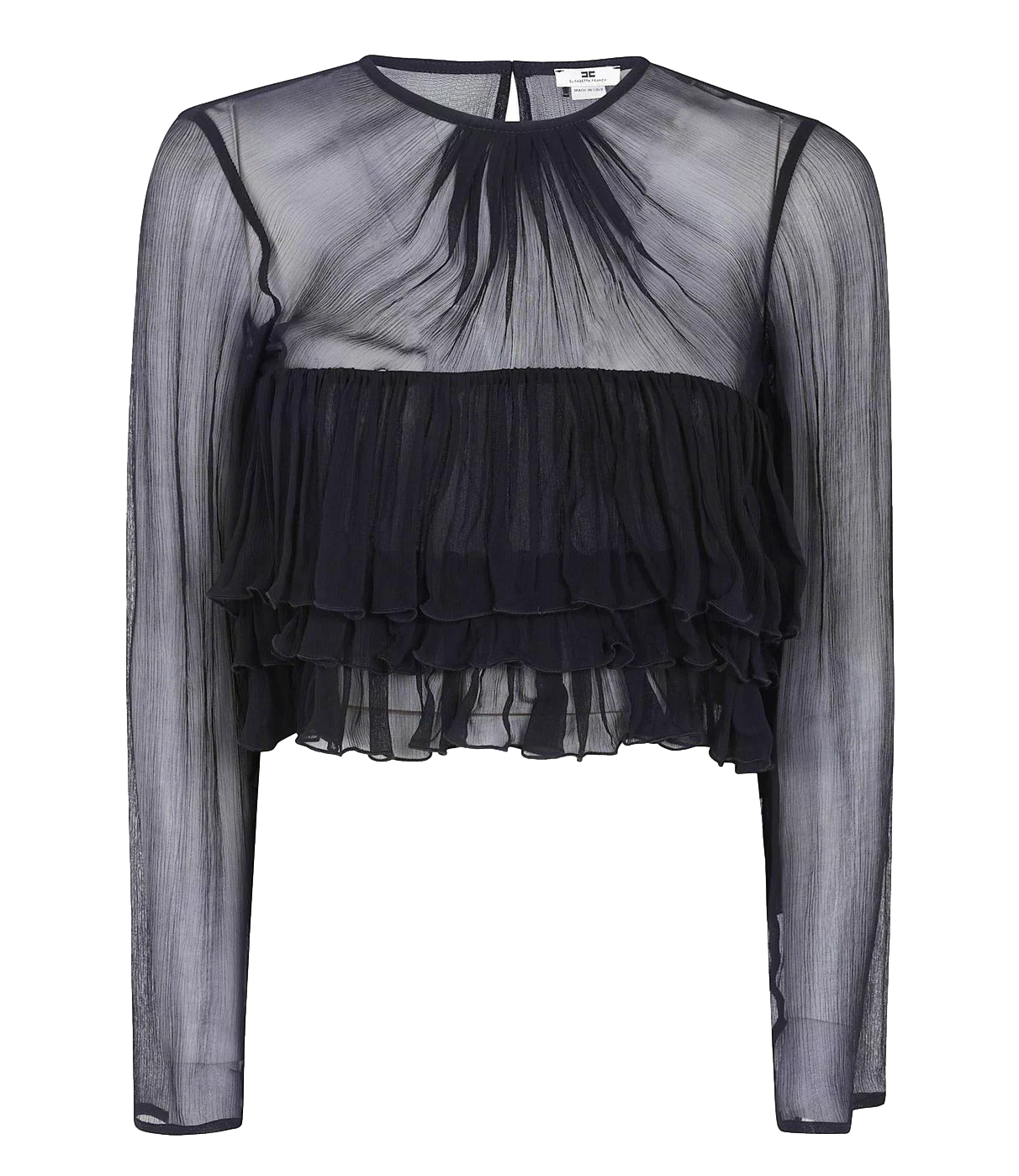 Camicia Elisabetta Franchi nera semi trasparente sul petto