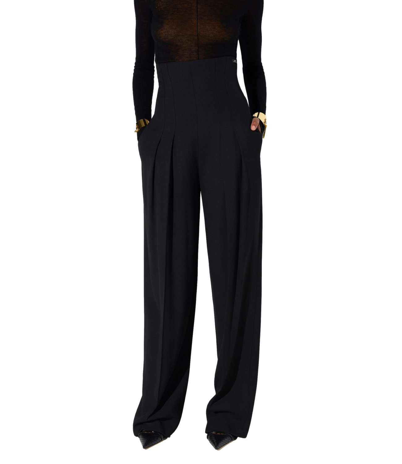 Elisabetta Franchi Pantalone da Donna - Nero - Pa22267e2