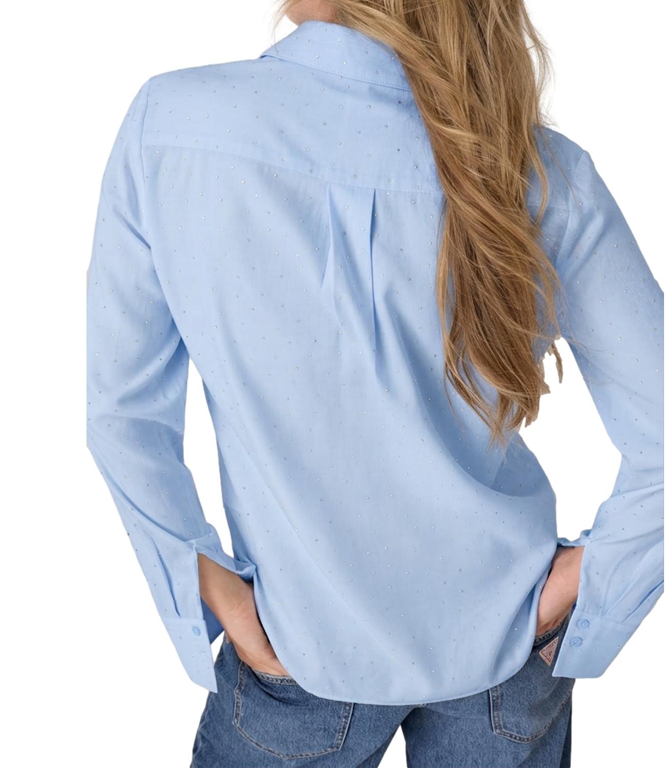 Guess Camicia da Donna - Light Tone Indigo - W6yh26w2948