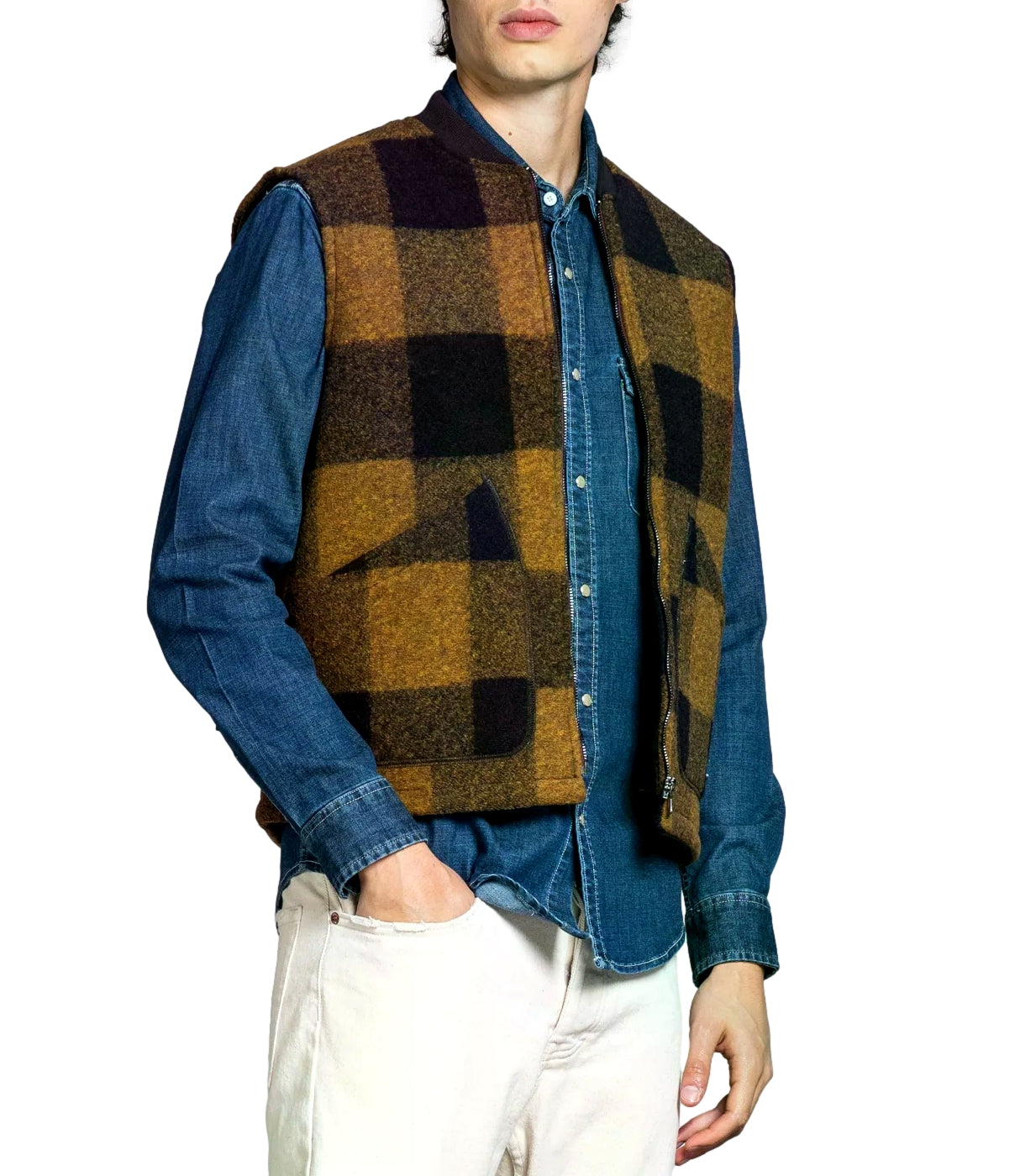 Impure Gilet da Uomo - Ocra Check - Im26fwjmterry102