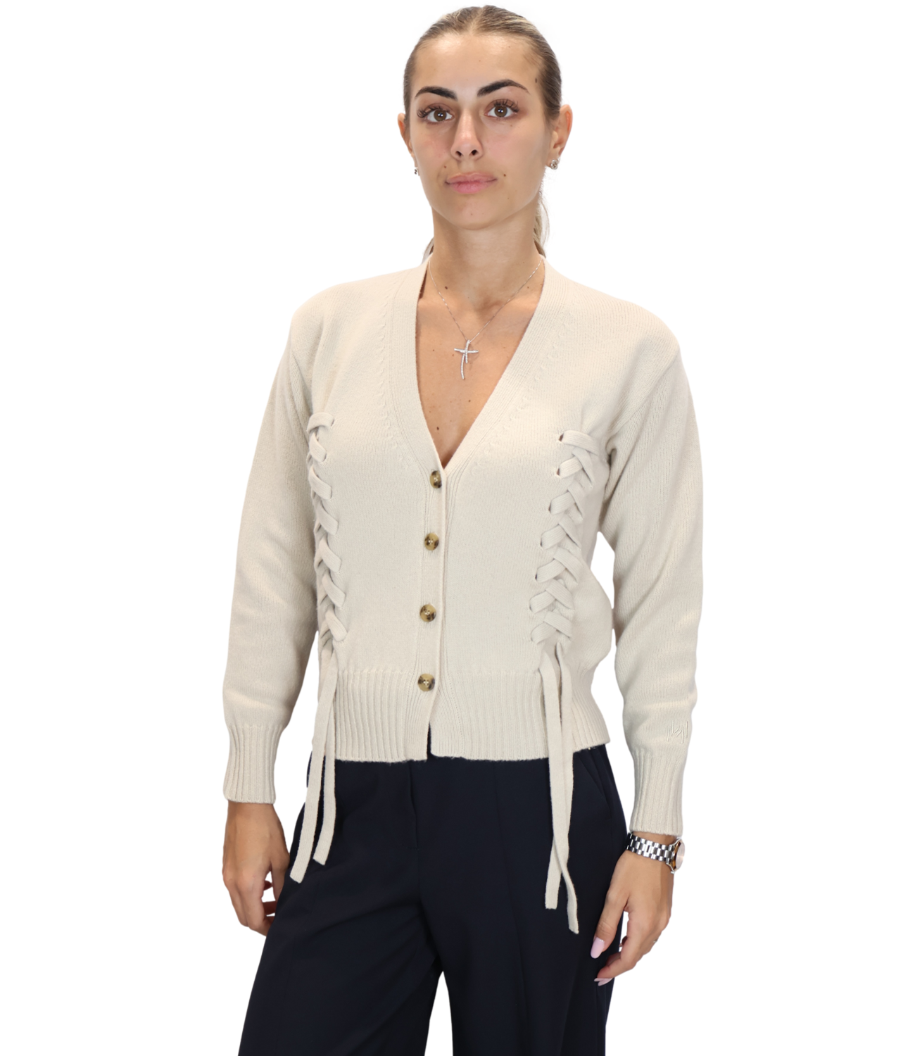 Marella Monochrome Cardigan da Donna - Tortora - 2623346045200