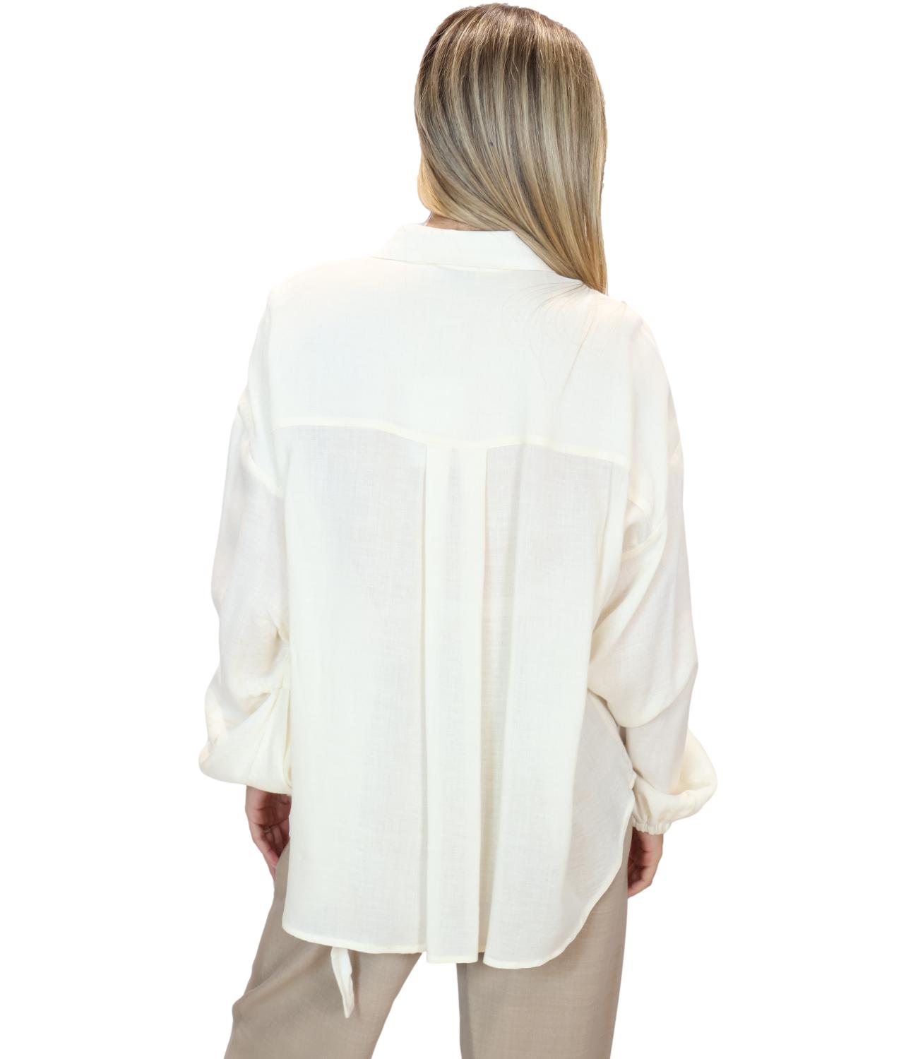 Motel Camicia da Donna - Panna - C7387-T274-Bas