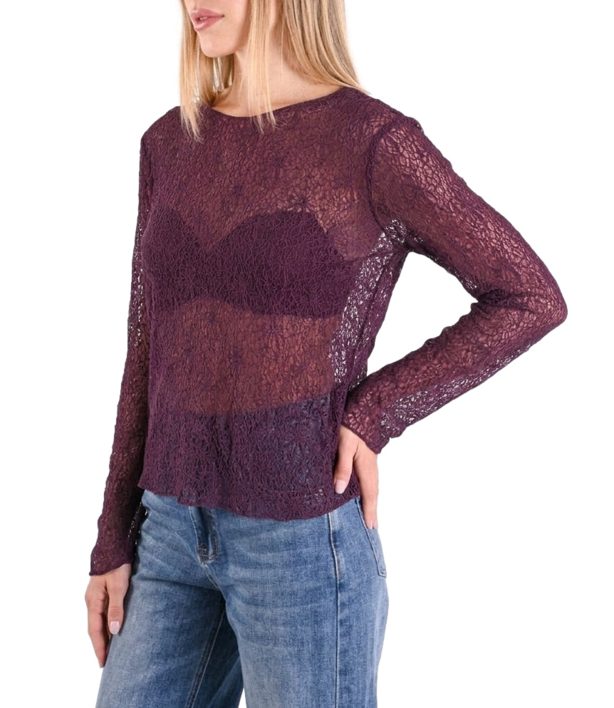 Myastreet Maglia da Donna - Prugna - Pn0105-06