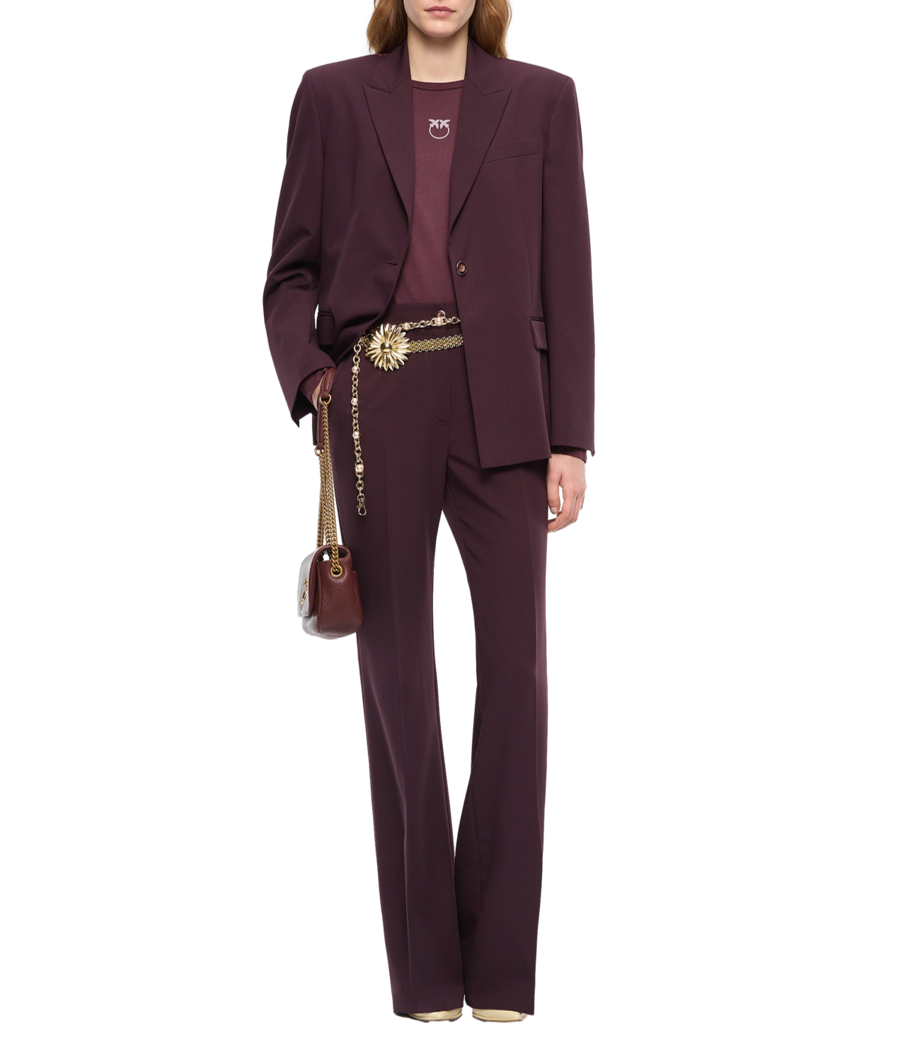 Pinko Pantalone da Donna - Bordeaux Scuro - 107214-A18e