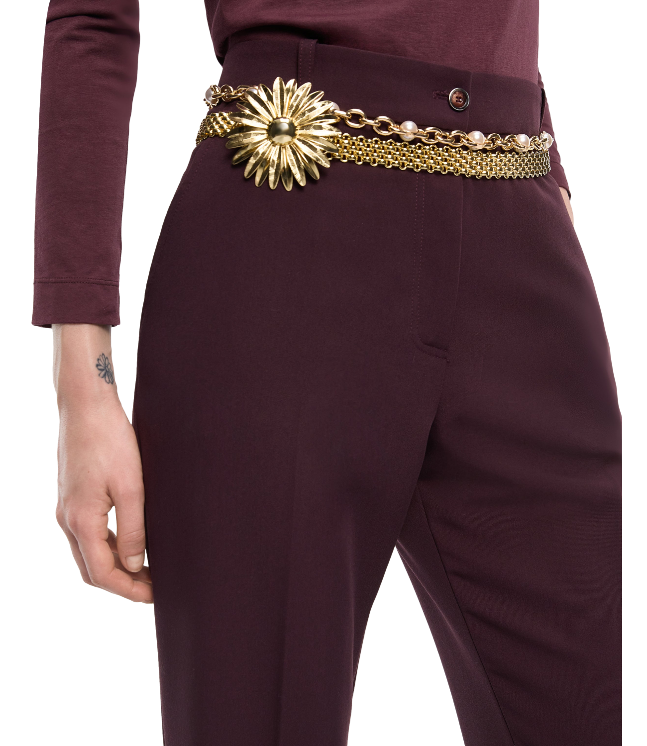 Pinko Pantalone da Donna - Bordeaux Scuro - 107214-A18e