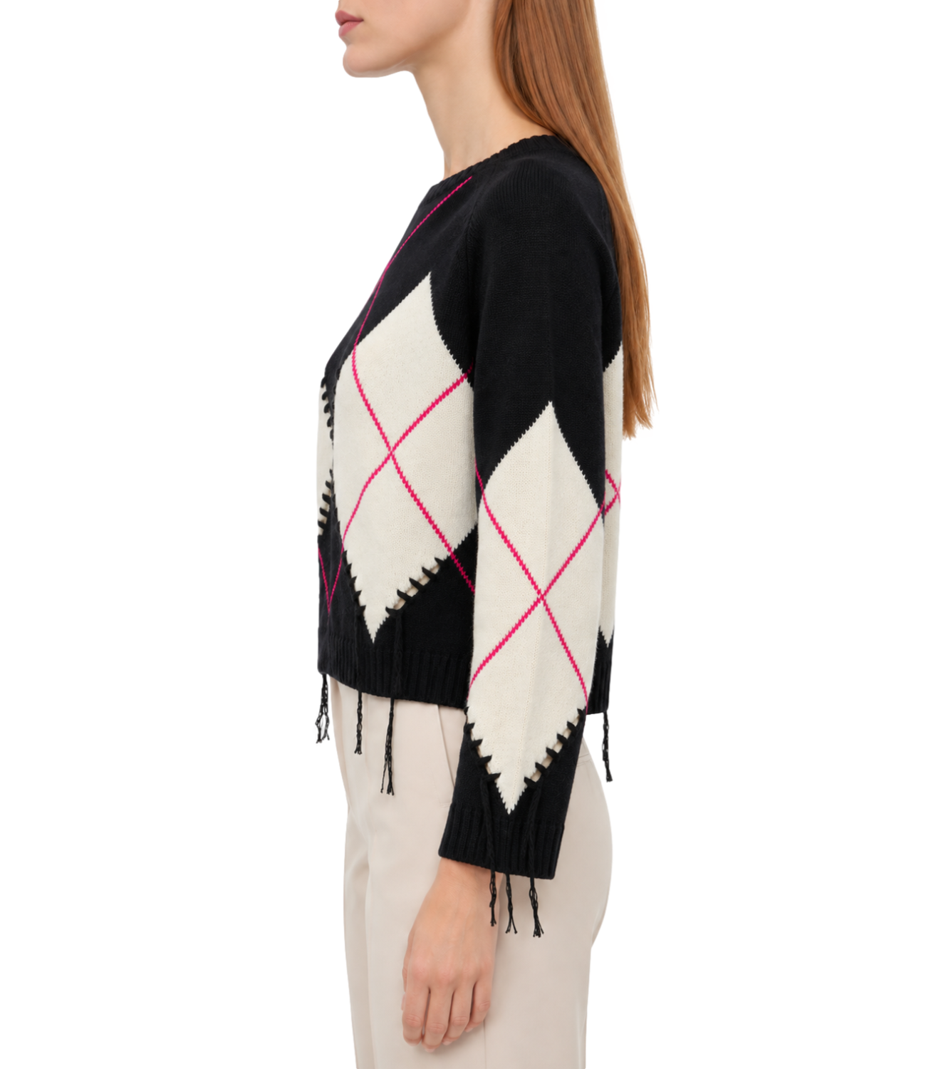 Pinko Maglia da Donna - Nero Bianco Fuxia - 107377-A3je