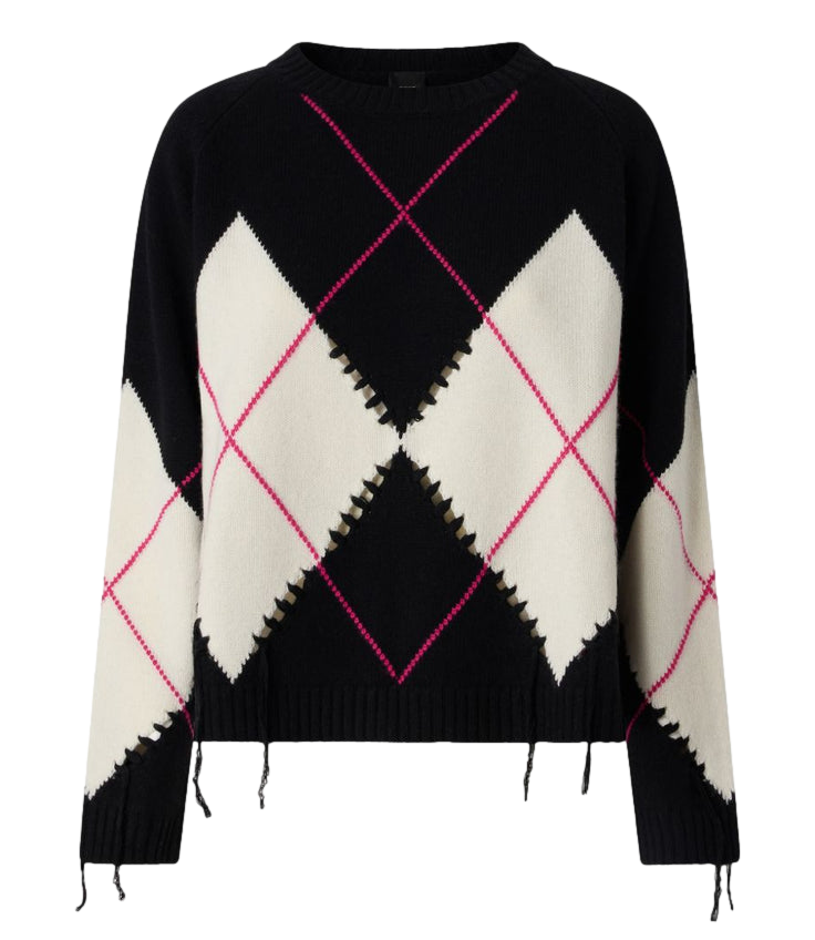 Pinko Maglia da Donna - Nero Bianco Fuxia - 107377-A3je