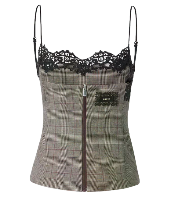 Pinko Top da Donna - Beige/bordeaux/nero - 107472-A3ff