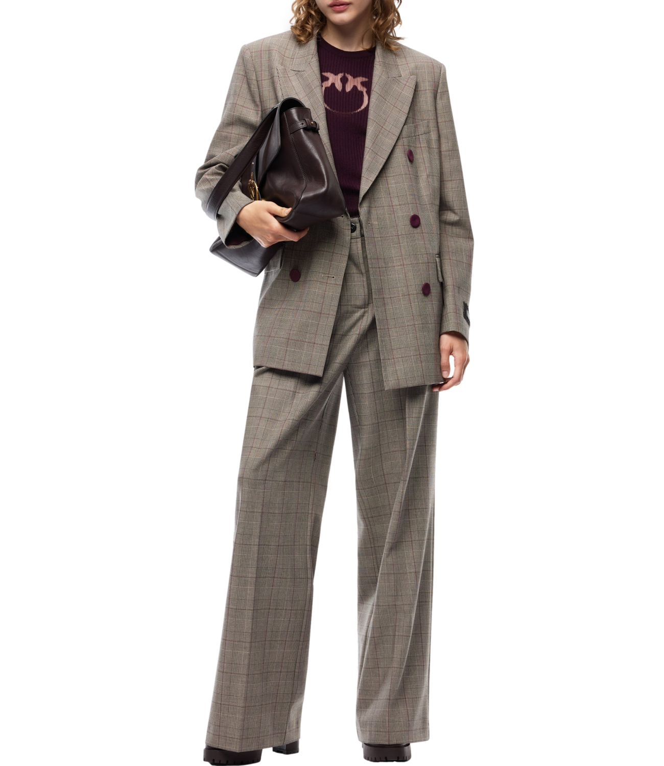 Pinko Pantalone da Donna - Beige/bordeaux/nero - 107476-A3ff