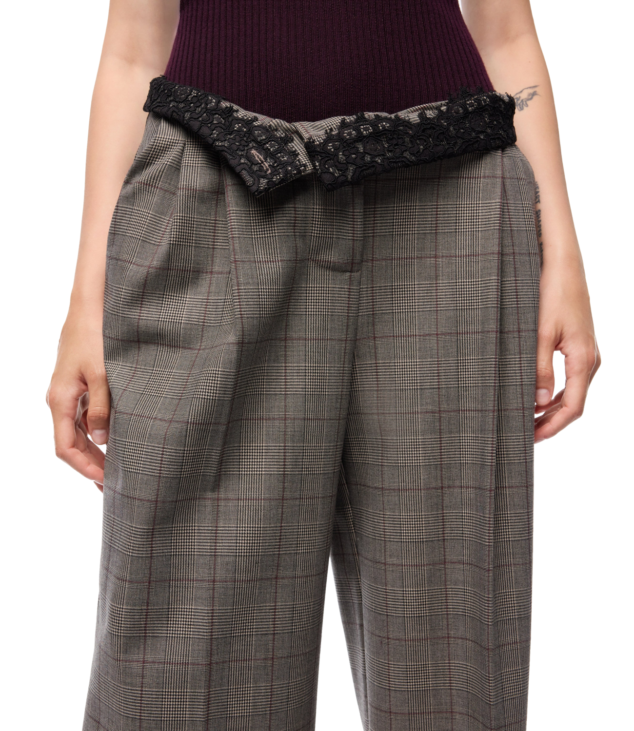Pinko Pantalone da Donna - Beige/bordeaux/nero - 107476-A3ff