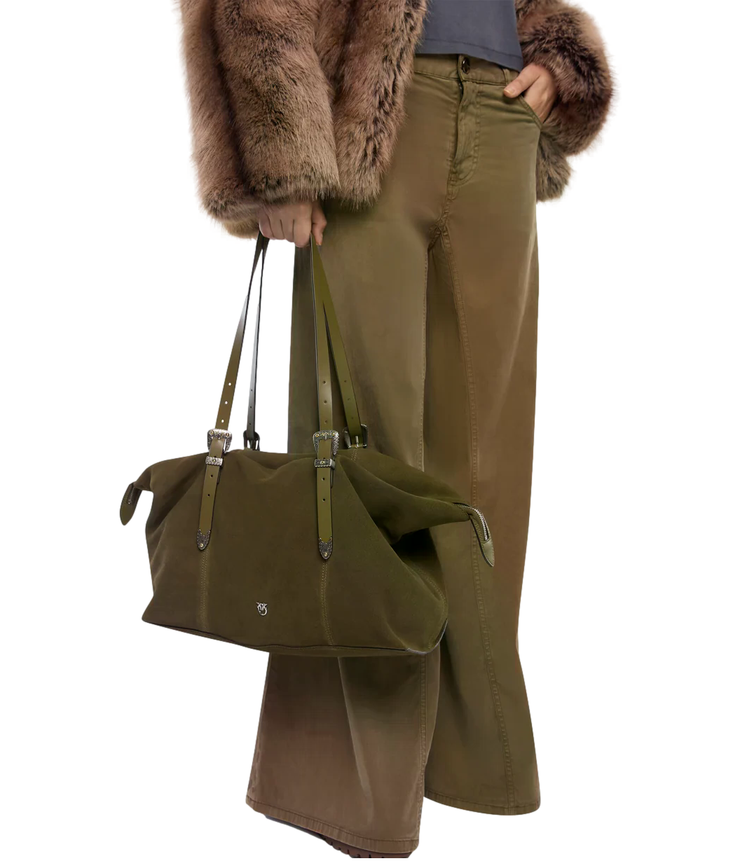 Pinko Borsa da Donna - Militar GreeN-Nickel - 107649-A0f6