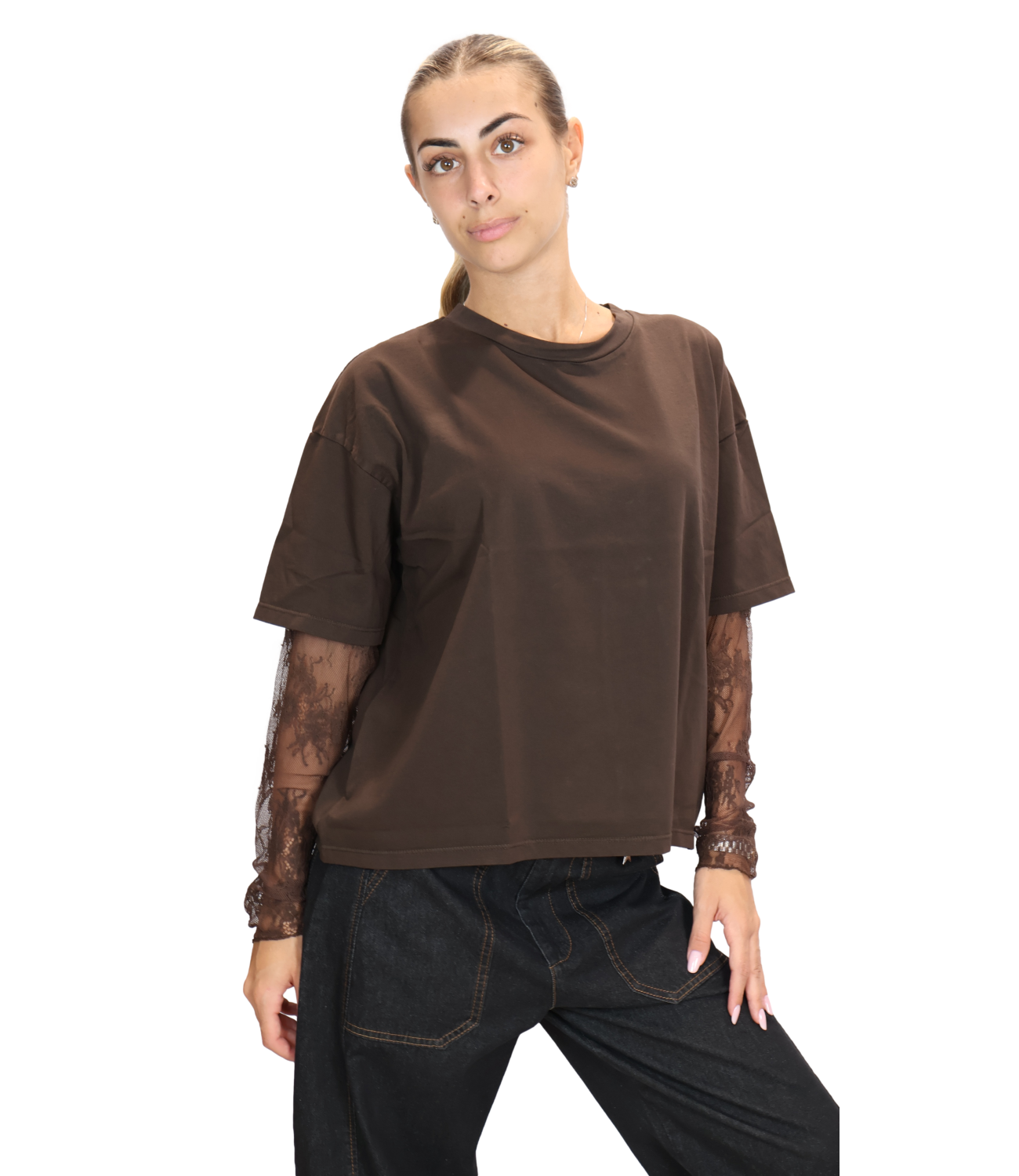 Susy Mix Maglia da Donna - Moro - 11073