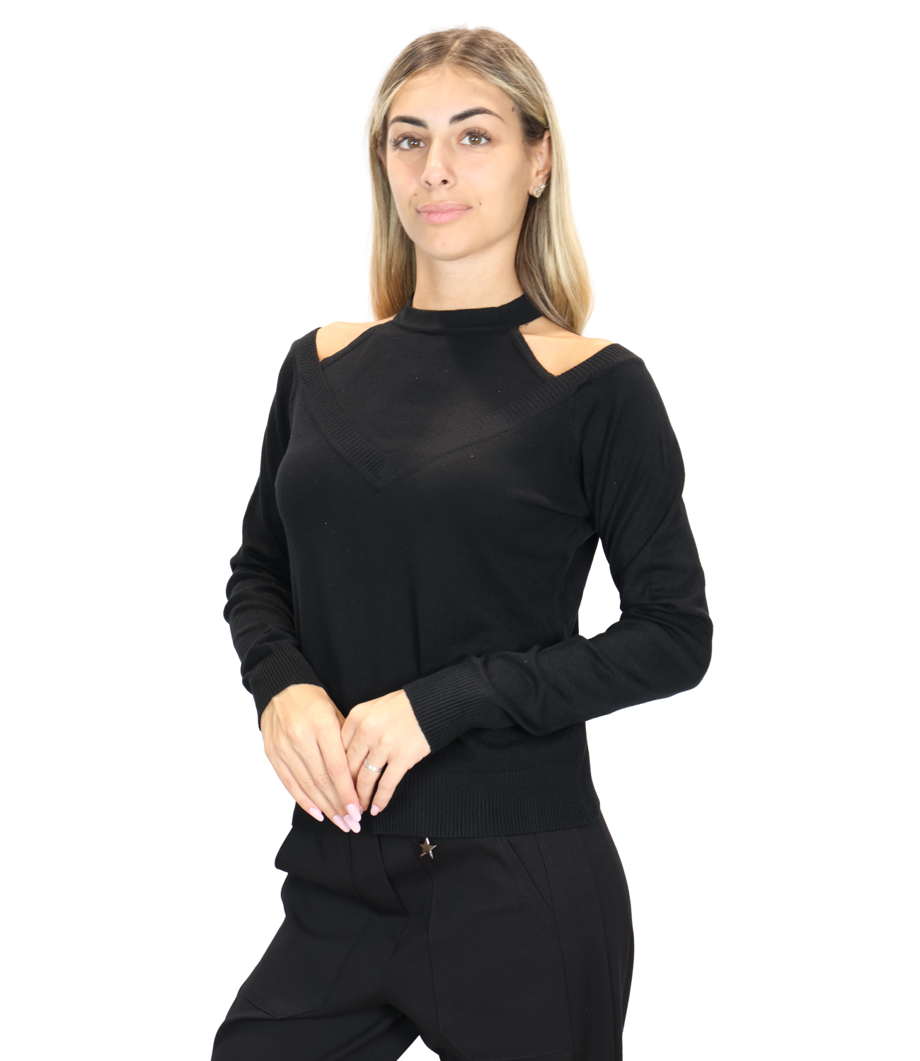Susy Mix Maglia da Donna - Nero - M338