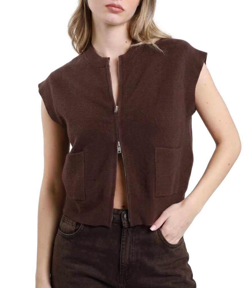 Susy Mix Gilet da Donna - Moro - Qr69204