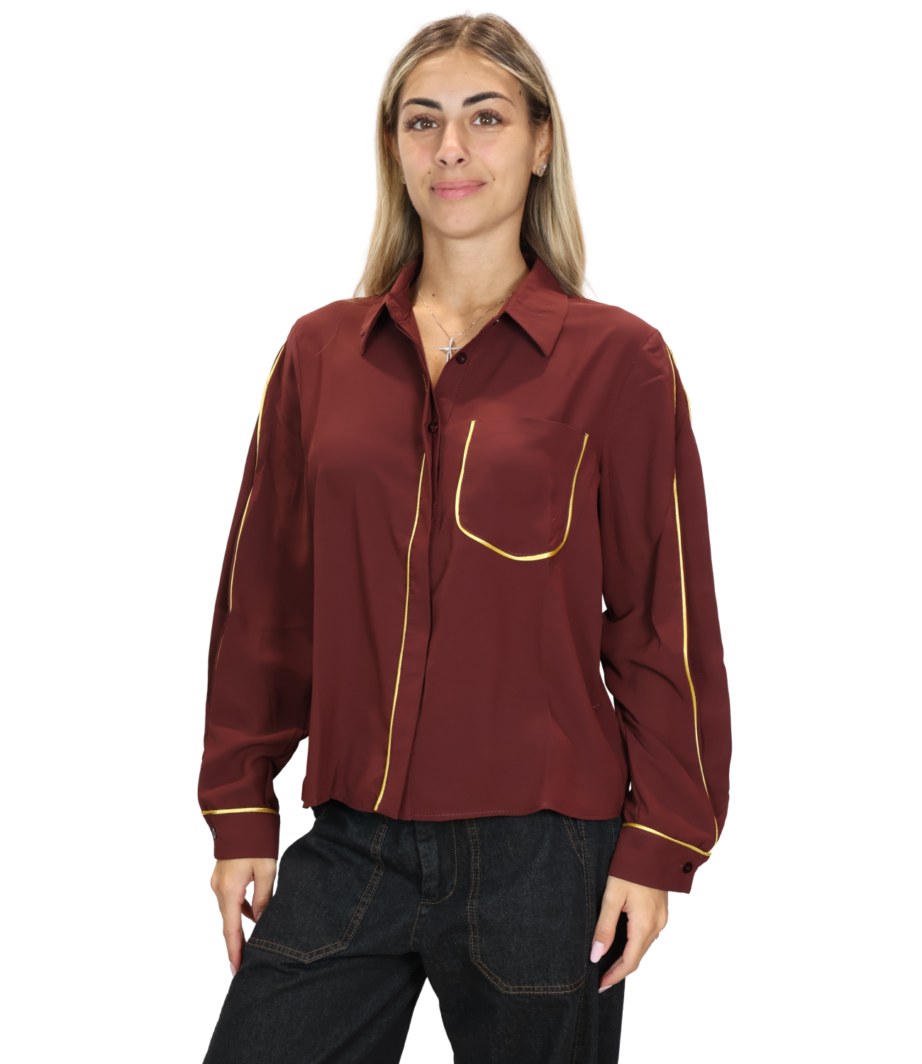 Susy Mix Camicia da Donna - Bordeaux - Y1519n18