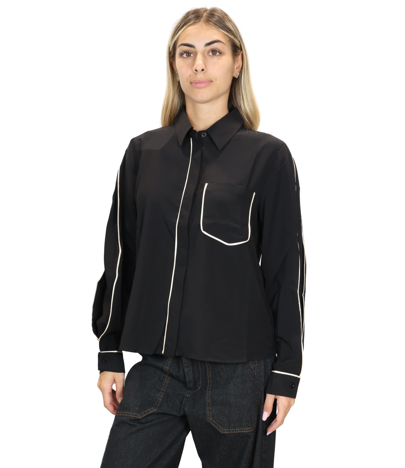 Susy Mix Camicia da Donna - Nero - Y1519n18