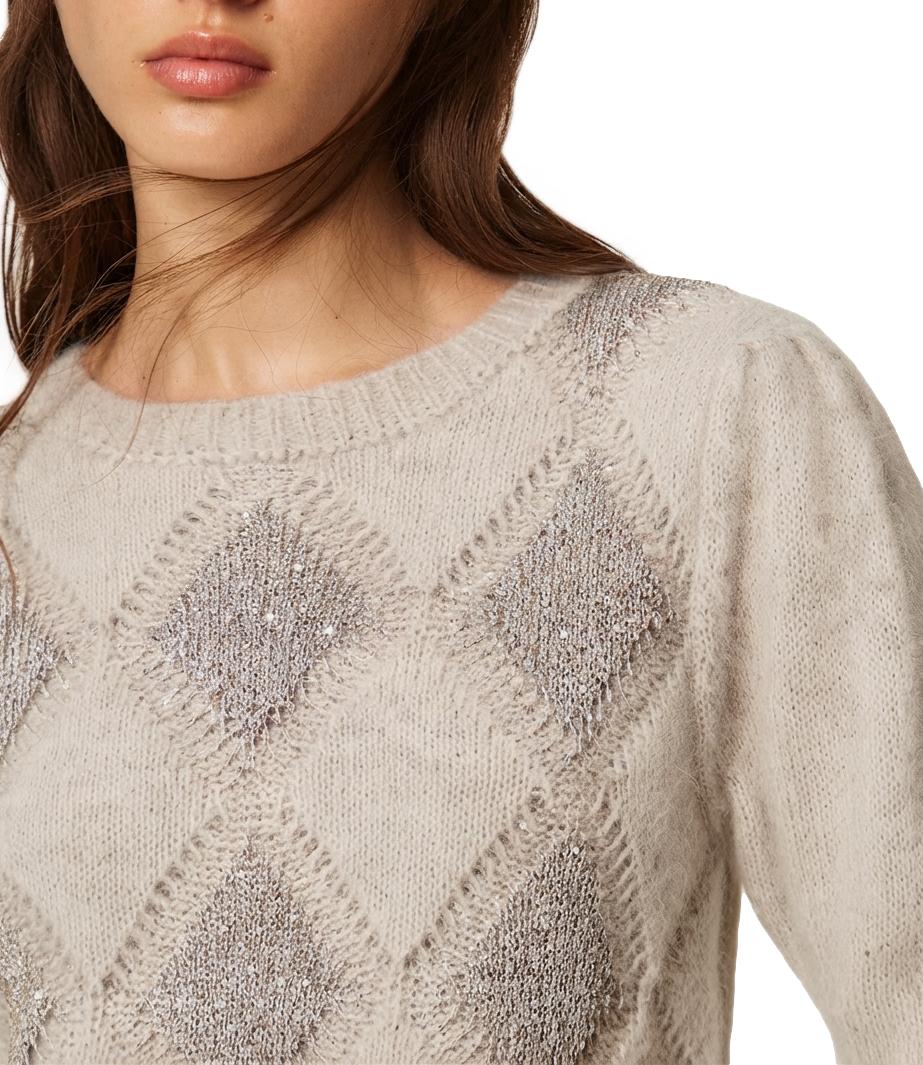 Twin Set Maglia da Donna - Grigio Chiaro Melange - 262tt3171