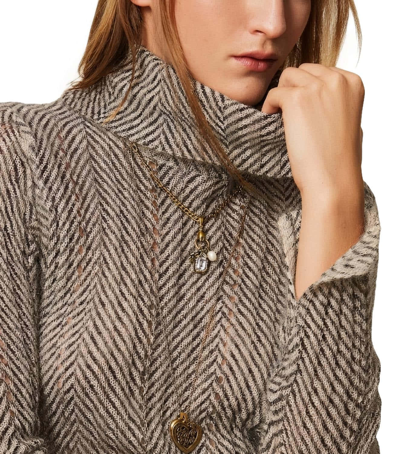 Twin Set Maglia da Donna - Bic.geometric Black/avorio Lur - 262tt3401