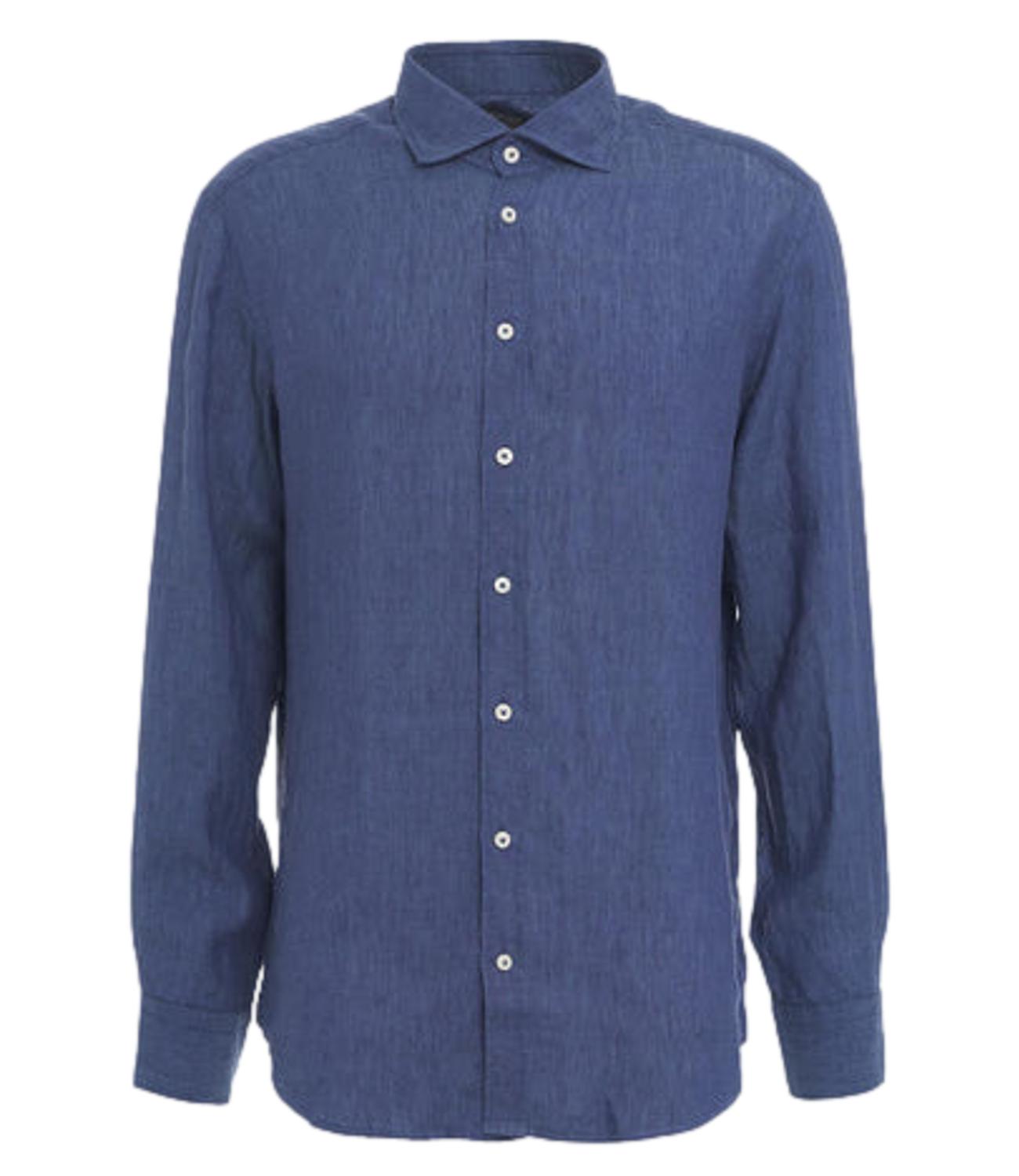 Camicia Bastoncino in lino blu navy
