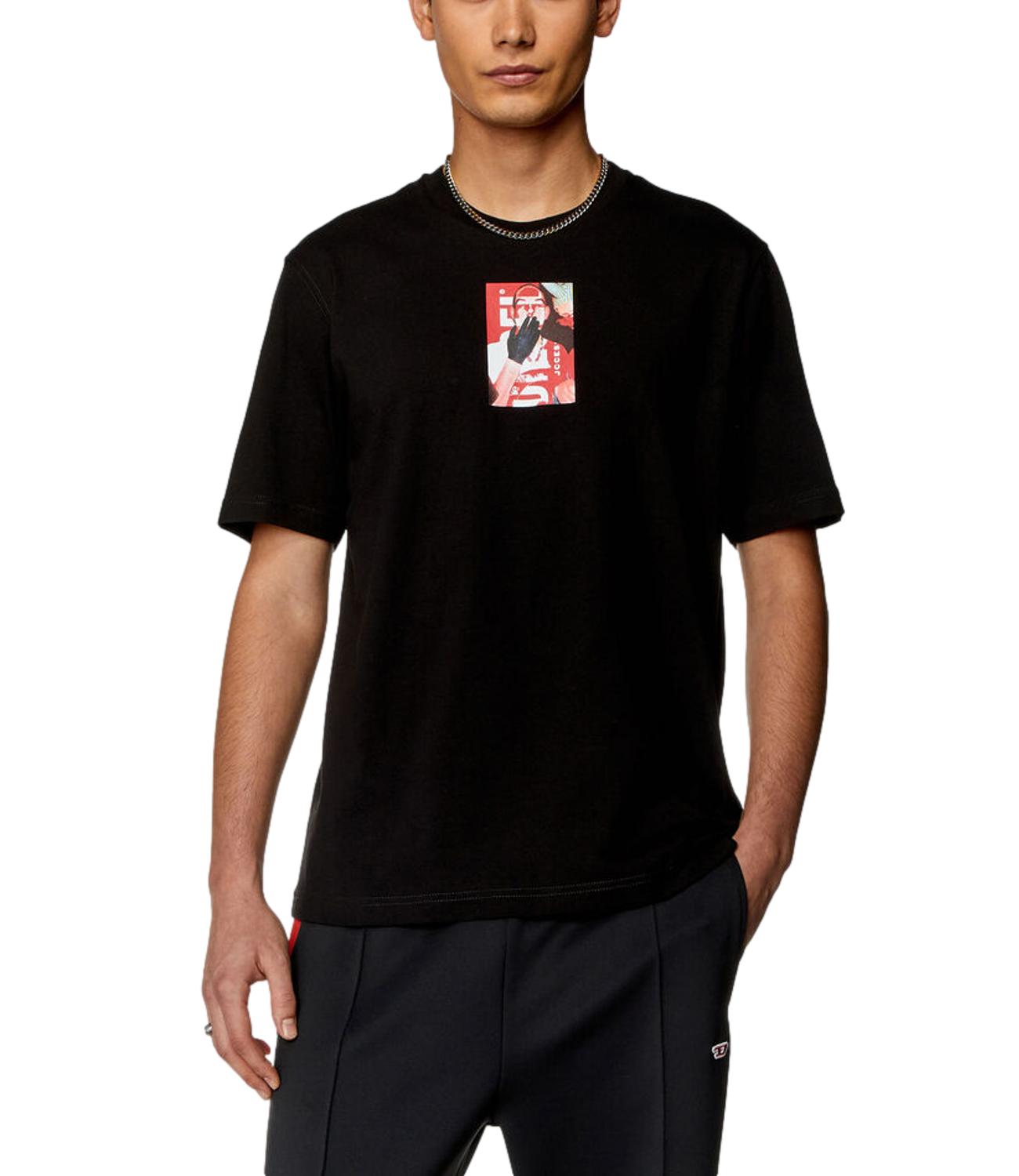 T-shirt Diesel nera con stampa logo