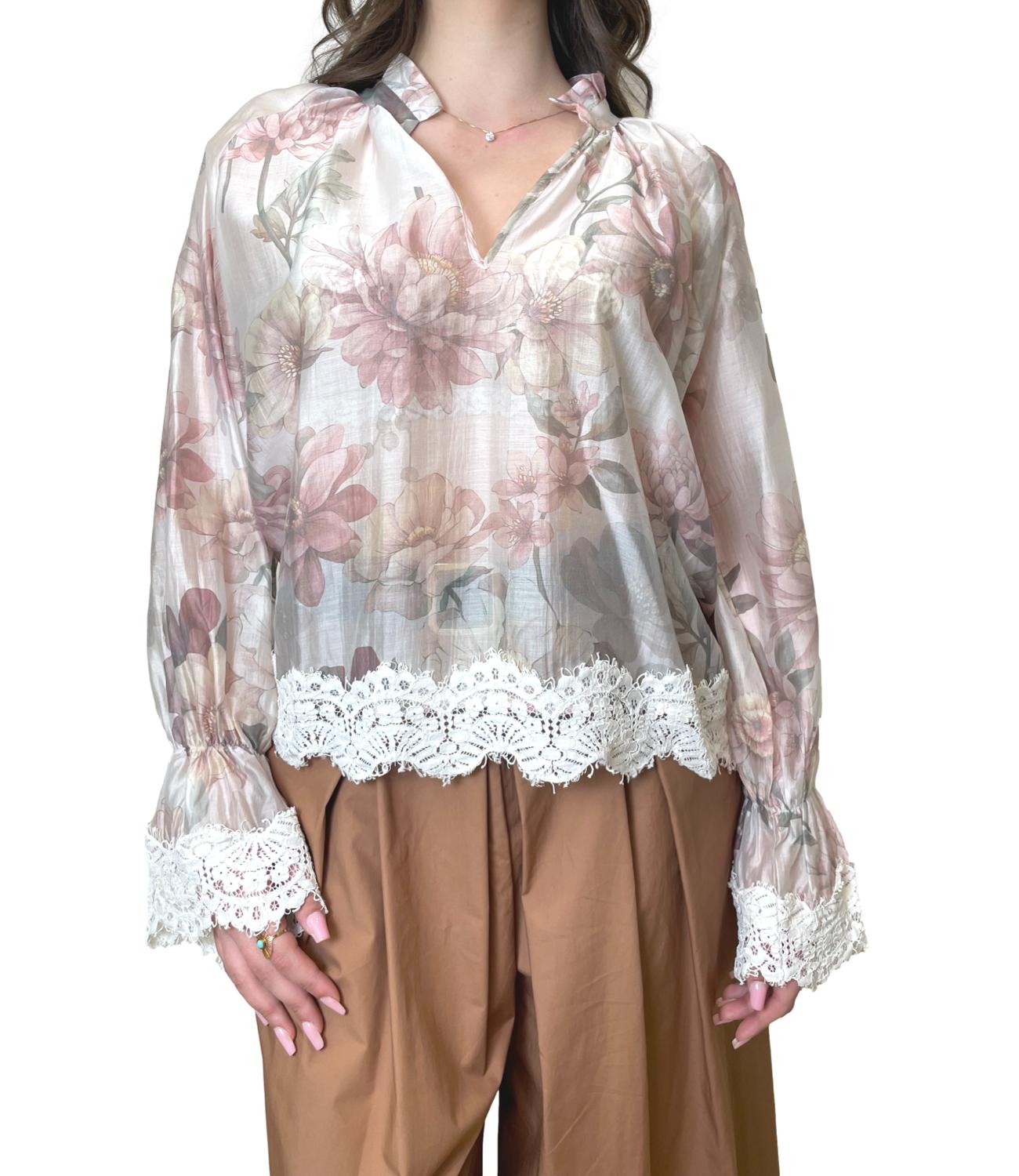 Dixie Camicia Floreale Panna Donna