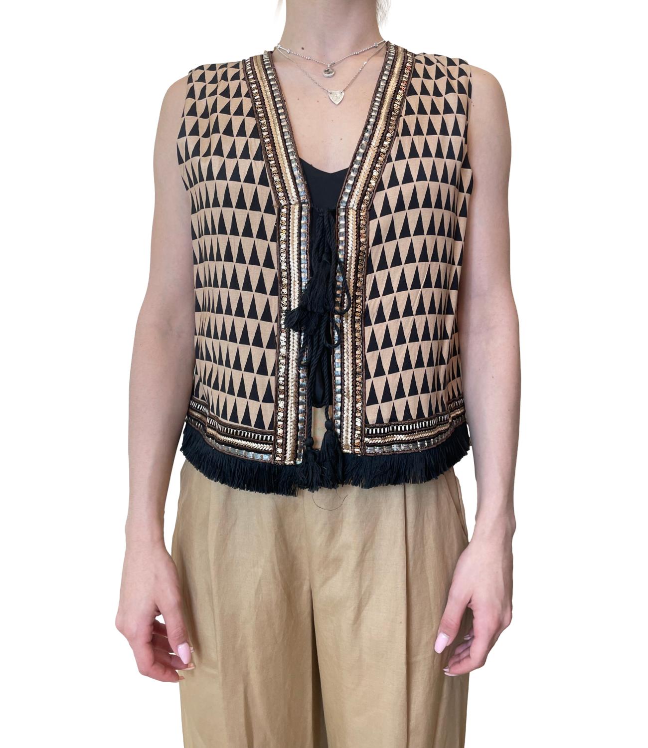 Dixie Gilet Beige/Nero Donna