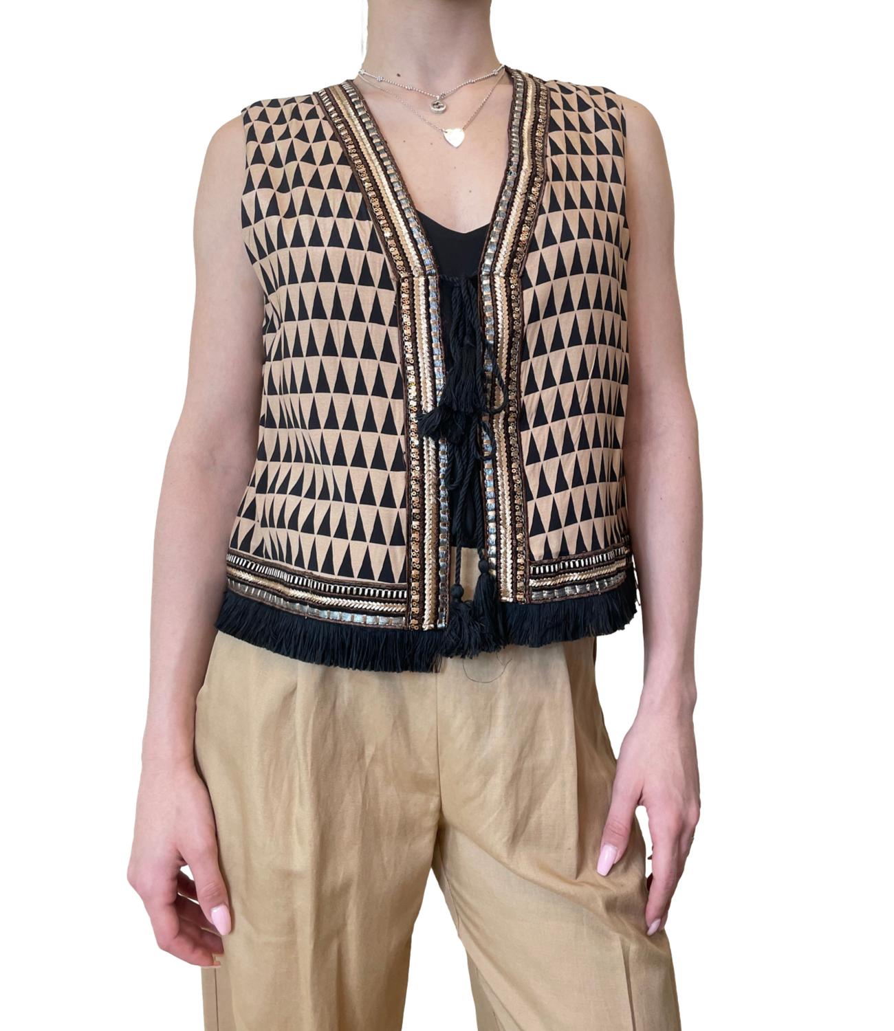 Dixie Gilet Beige/Nero Donna