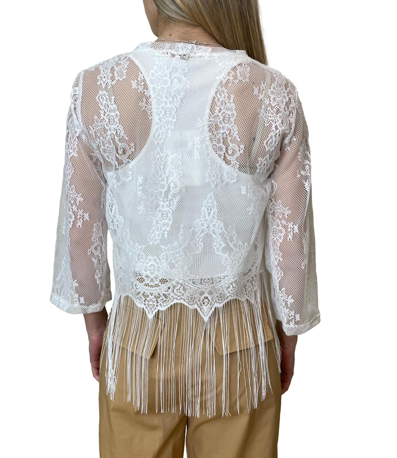 Dixie T-shirt Frange Bianco Donna