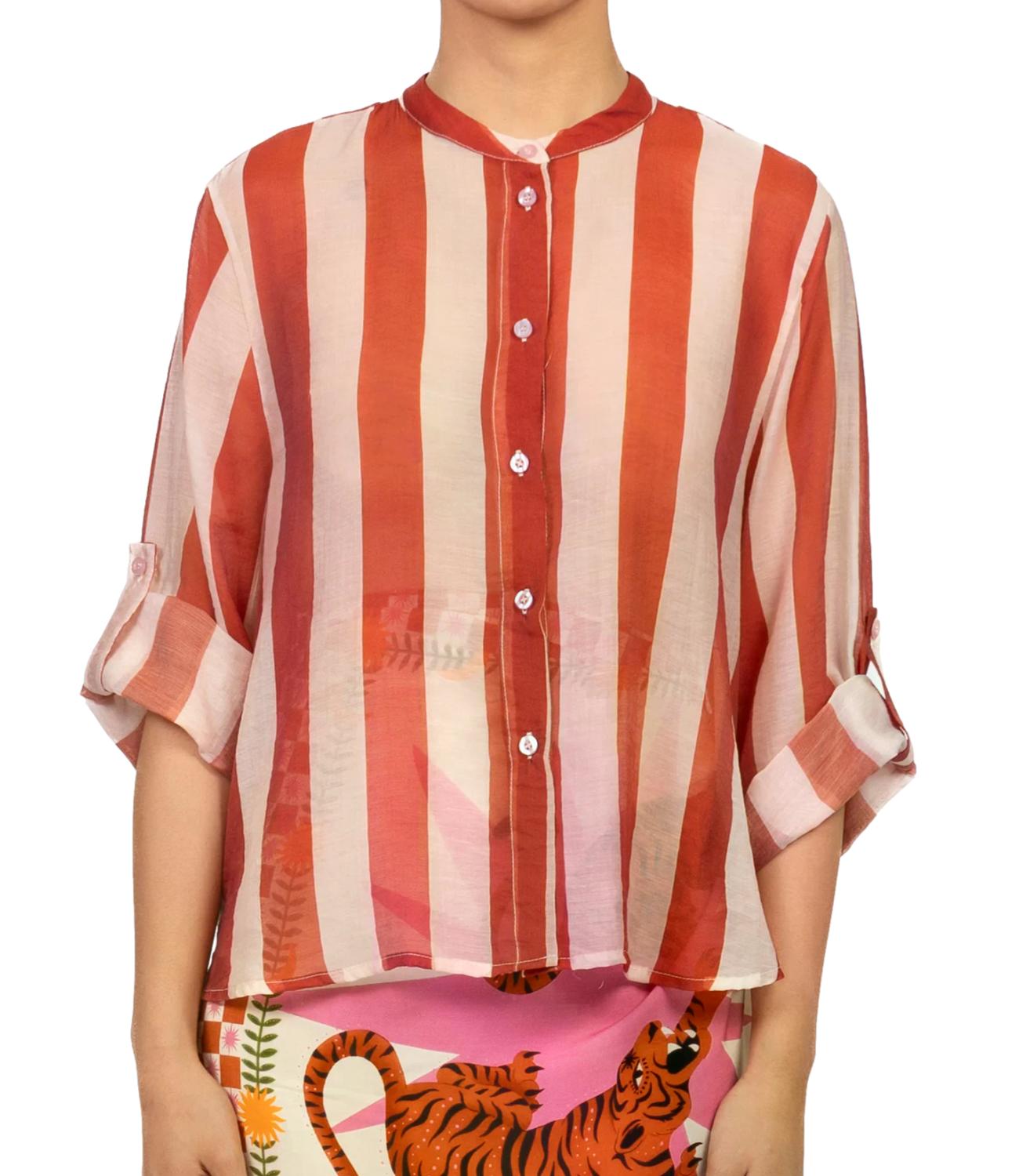 Have One Camicia da Donna - Riga Burro/arancio - CvS-Q422