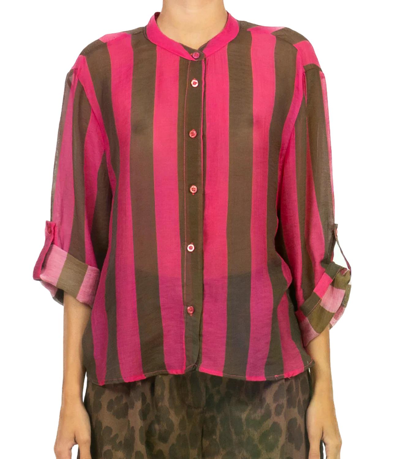 Have One Camicia da Donna - Riga Marrone/fuxia - CvS-Q422