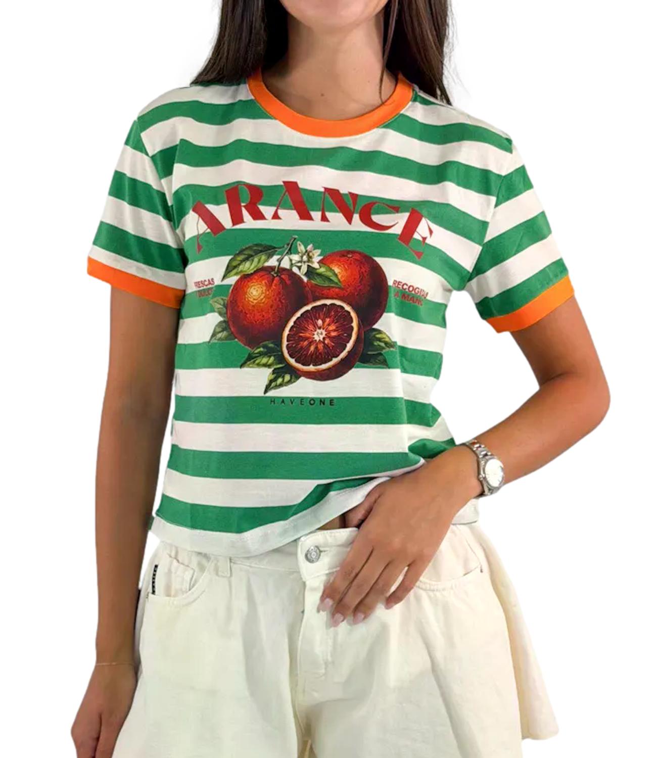 Have One T-Shirt da Donna - Latte/verde - TsH-Q246