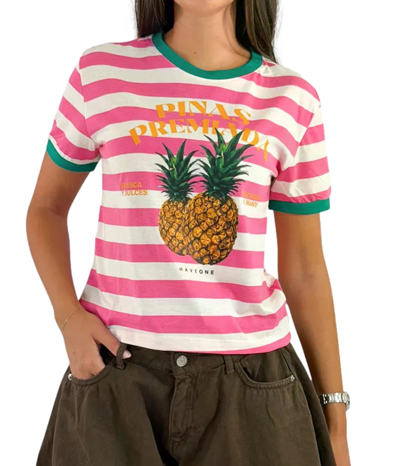 Have One T-Shirt da Donna - Latte/fuxia - TsH-Q249