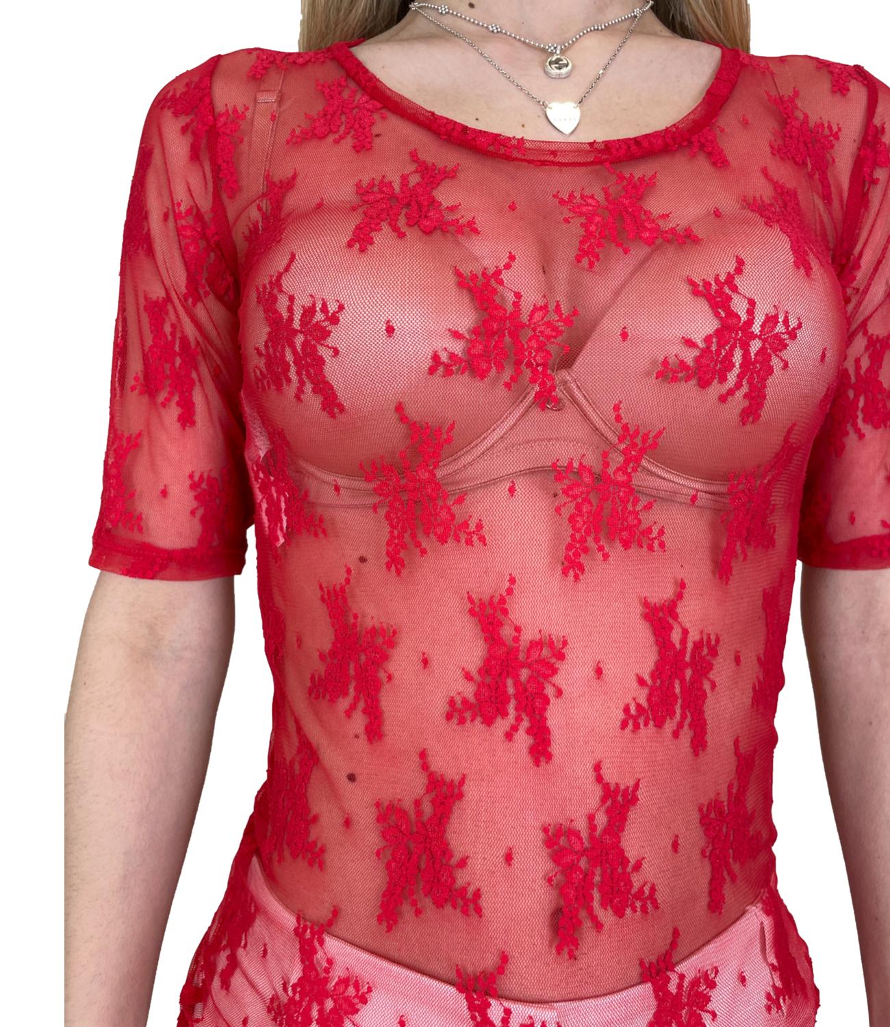 Imperial T-shirt Pizzo Rosso Donna