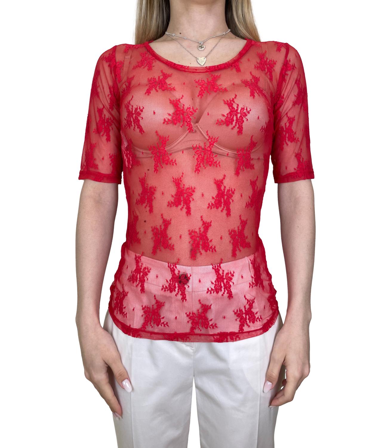 Imperial T-shirt Pizzo Rosso Donna