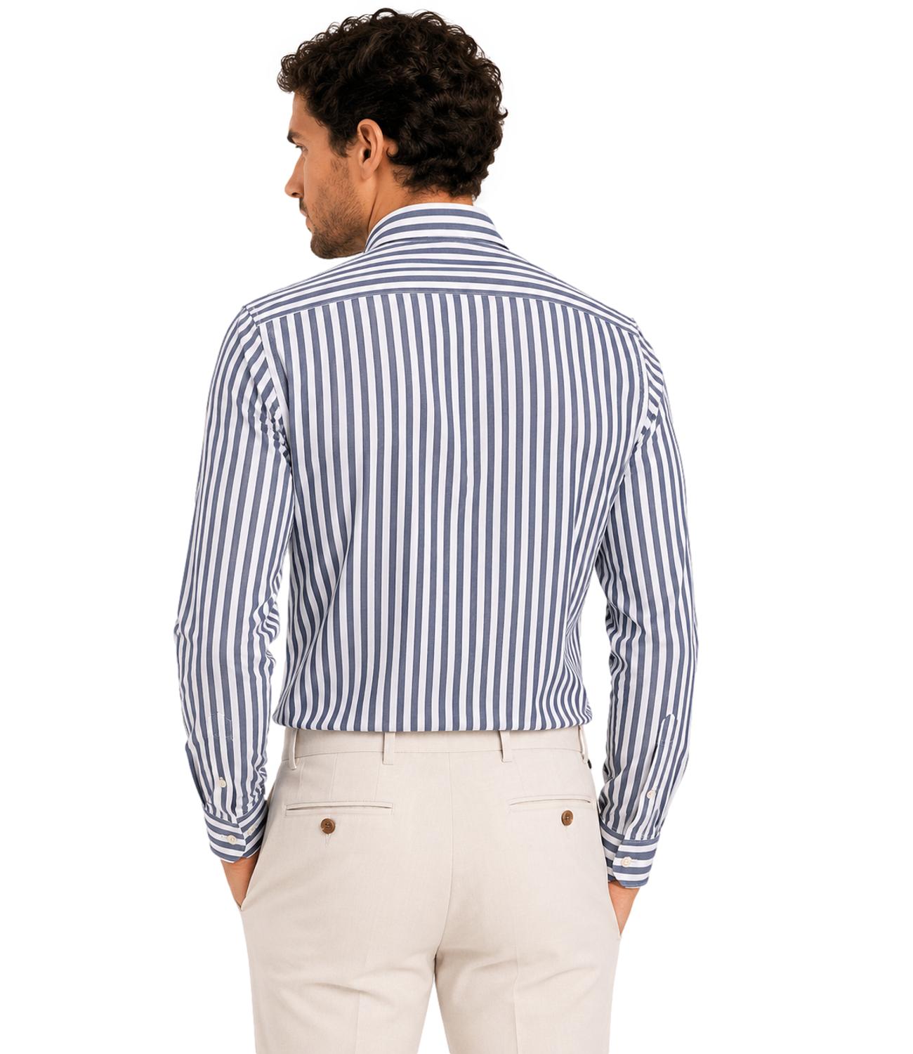 Impure Camicia lino e cotone da Uomo - Navy Stripe - Im26sssm Riley365