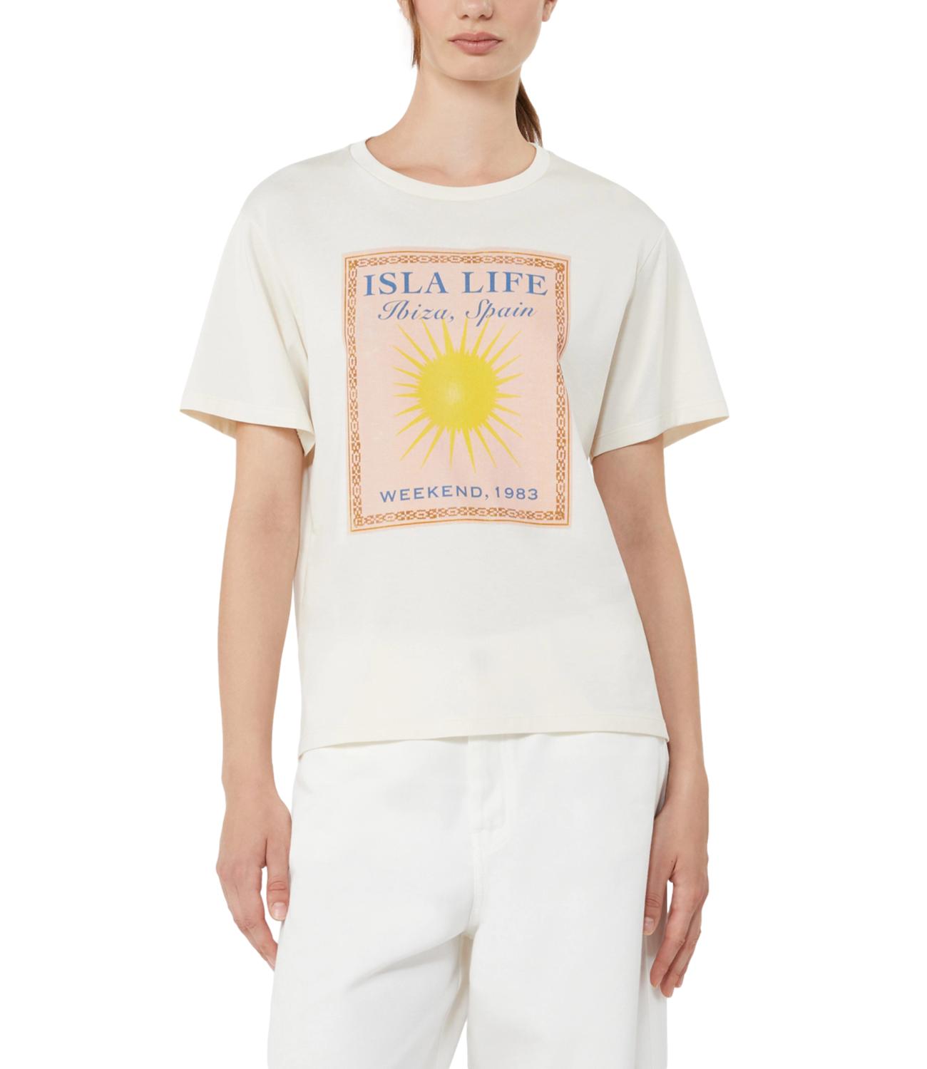 Max Mara Weekend T-Shirt da Donna - Ecru'+stampa Ibiza - 2615971032600