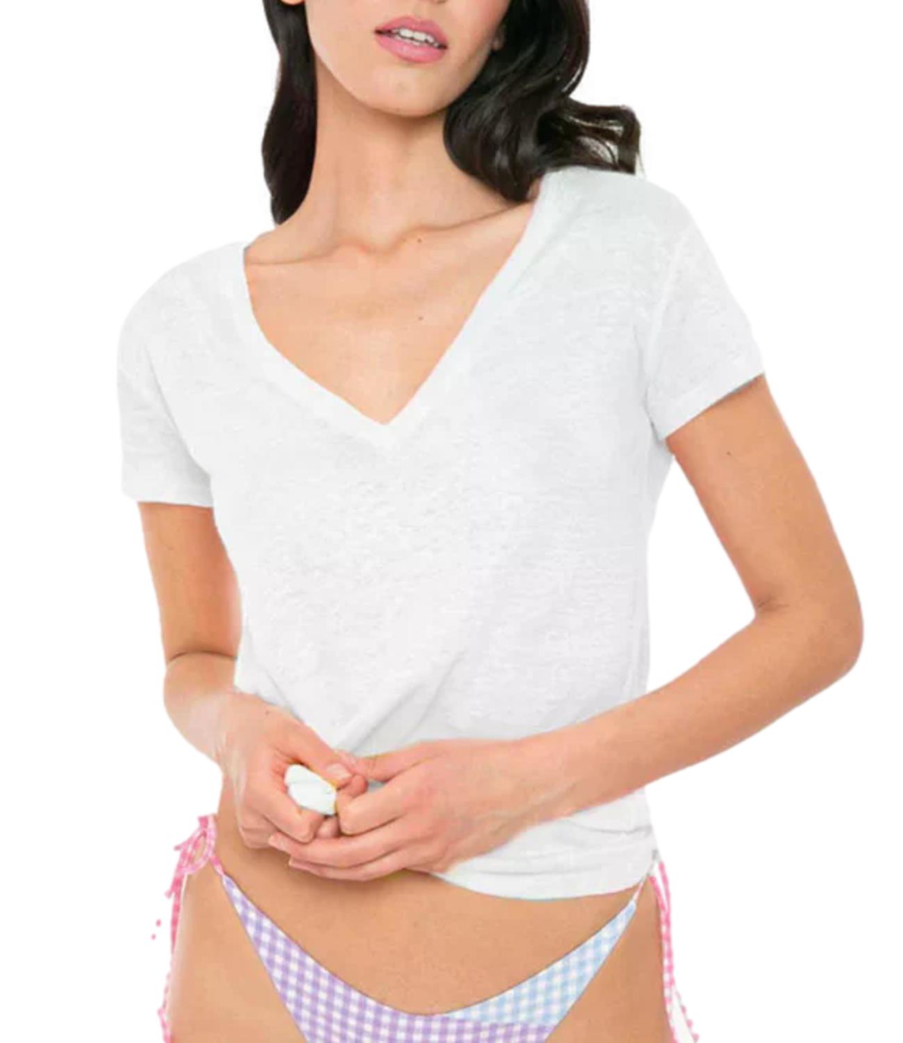 Tee donna bianca lino