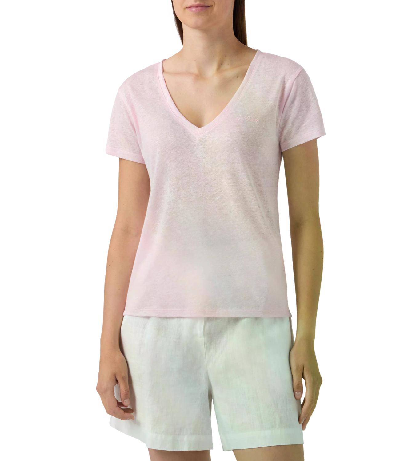 Tee donna rosa lino